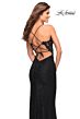 La Femme 30595 Plunging Neck High Slit Lace Dress