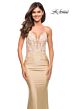 La Femme 30596 Rhinestone Embellished Crisscross Open Back Dress