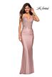 La Femme 30596 Rhinestone Embellished Crisscross Open Back Dress