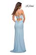 La Femme 30604 Jersey Side Thigh-High Slit Lace-Up Back Dress