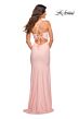 La Femme 30604 Jersey Side Thigh-High Slit Lace-Up Back Dress