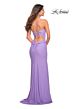 La Femme 30604 Jersey Side Thigh-High Slit Lace-Up Back Dress
