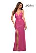 La Femme 30607 Sequin Faux-Wrap Skirt Lace-Up Back Dress