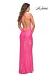 La Femme 30615 Spaghetti Strap Crisscross Back Sequin Dress
