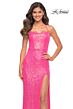 La Femme 30615 Spaghetti Strap Crisscross Back Sequin Dress