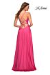 La Femme 30616 Crisscross Ruched Bodice Lace-Up Dress