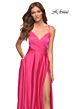 La Femme 30616 Crisscross Ruched Bodice Lace-Up Dress