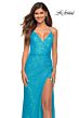 La Femme 30620 Ruched Wrap-Style Sequin Lace-Up Dress