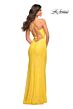 La Femme 30620 Ruched Wrap-Style Sequin Lace-Up Dress