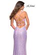 La Femme 30620 Ruched Wrap-Style Sequin Lace-Up Dress