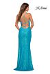 La Femme 30620 Ruched Wrap-Style Sequin Lace-Up Dress