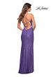 La Femme 30620 Ruched Wrap-Style Sequin Lace-Up Dress