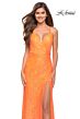 La Femme 30620 Ruched Wrap-Style Sequin Lace-Up Dress