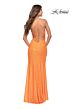 La Femme 30620 Ruched Wrap-Style Sequin Lace-Up Dress
