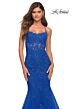 La Femme 30621 Lace-Up Back Mermaid Lace Dress