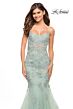 La Femme 30621 Lace-Up Back Mermaid Lace Dress