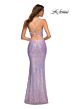 La Femme 30622 Surplice Sequin Open Lace-Up Strappy Dress