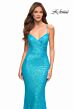 La Femme 30622 Surplice Sequin Open Lace-Up Strappy Dress