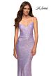 La Femme 30622 Surplice Sequin Open Lace-Up Strappy Dress
