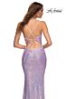 La Femme 30622 Surplice Sequin Open Lace-Up Strappy Dress