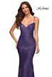 La Femme 30622 Surplice Sequin Open Lace-Up Strappy Dress