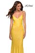 La Femme 30622 Surplice Sequin Open Lace-Up Strappy Dress