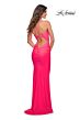 La Femme 30625 Crisscross Lace-Up Back Ruched Jersey Dress