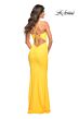 La Femme 30627 Notched Neckline Ruched Jersey Dress