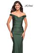La Femme 30631 Surplice Off-The-Shoulder Satin Dress