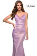 La Femme 30633 Metallic Jersey Crisscross Back Dress