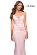 La Femme 30633 Metallic Jersey Crisscross Back Dress