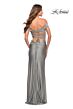 La Femme 30634 Off The Shoulder Ruched Lace-Up Dress