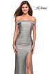 La Femme 30634 Off The Shoulder Ruched Lace-Up Dress