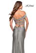 La Femme 30634 Off The Shoulder Ruched Lace-Up Dress