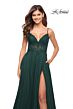 La Femme 30639 Illusion Corset High Slit Dress