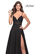 La Femme 30639 Illusion Corset High Slit Dress