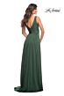 La Femme 30641 Low V-Back Side Thigh-High Slit Jersey Dress