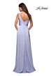 La Femme 30641 Low V-Back Side Thigh-High Slit Jersey Dress