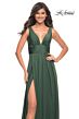 La Femme 30641 Low V-Back Side Thigh-High Slit Jersey Dress