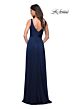 La Femme 30641 Low V-Back Side Thigh-High Slit Jersey Dress