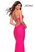 La Femme 30658 Lace-Up Back Cowl Neck Embellished Dress