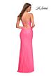 La Femme 30661 Scoop Neckline High Slit Lace-Up Dress