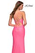 La Femme 30661 Scoop Neckline High Slit Lace-Up Dress