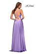 La Femme 30662 Lace-Up Satin Ruched Crisscross Bodice Dress