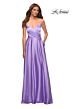 La Femme 30662 Lace-Up Satin Ruched Crisscross Bodice Dress
