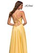 La Femme 30662 Lace-Up Satin Ruched Crisscross Bodice Dress