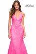 La Femme 30663 Plunging Neckline Sheer Corset Dress