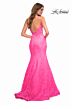 La Femme 30663 Plunging Neckline Sheer Corset Dress