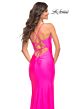 La Femme 30667 Ruched Cutout Lace-Up Jersey Dress