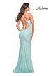 La Femme 30668 Scoop Neck Ruched Sequin Dress